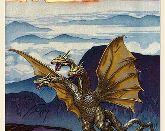 King Ghidorah Japanese Woodblock Print - Etsy
