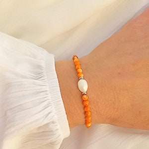 Beaded bracelet Shell beads bracelet Pearl bracelet Freshwater pearl bracelet Natural shell bracelet Gift for her Free shipping