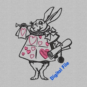 White Rabbit - Alice in Wonderland  x 9 sizes Machine Embroidery
