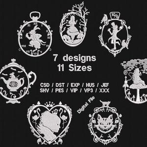 Alice im Wunderland-Stickdesign-Bundle