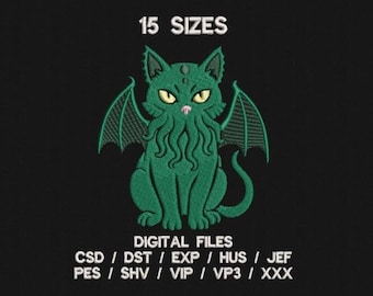 Cathulhu x 15 sizes Machine Embroidery