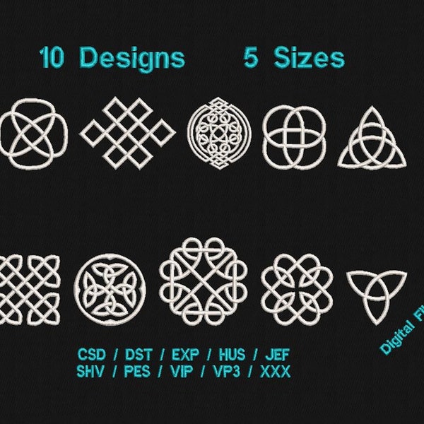 Celtic Knot Collection II x5 sizes  Machine Embroidery