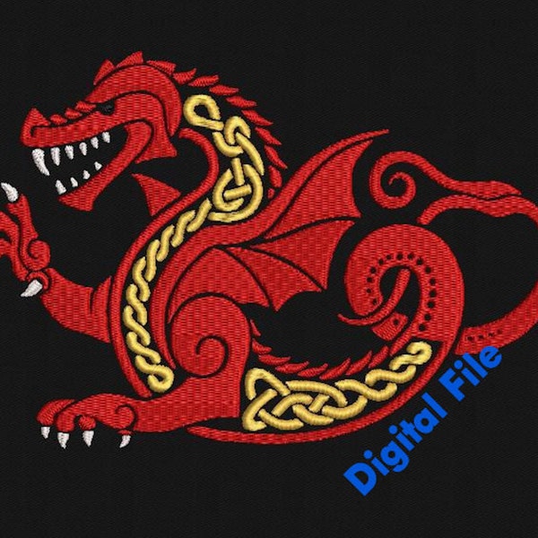 Viking Knotwork Dragon x 10 sizes  Machine Embroidery