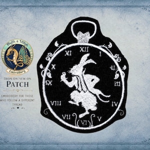 PATCH Whimsical White Rabbit Patch - Always Late