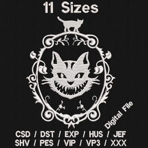 Alice Cheshire Cat  x 11 sizes Machine Embroidery