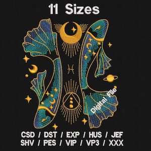 Pisces 11 sizes Machine Embroidery