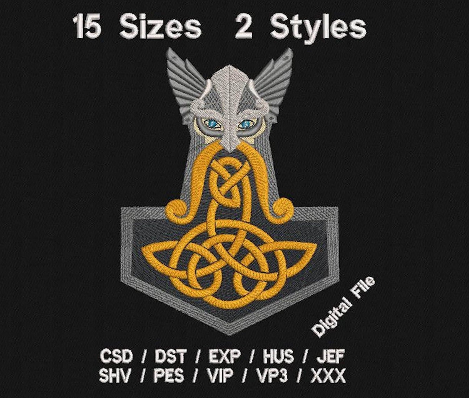 Thor Mjölnir Viking Machine Embroidery Design 9 Sizes Etsy