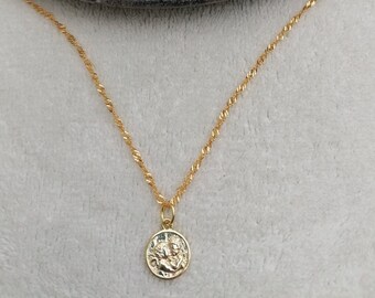 Collana con ciondolo a forma di angelo custode in argento sterling - Catena ondulata da 19"