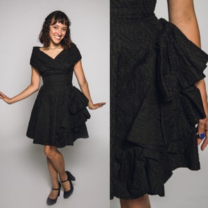 Elegant 1940&#39;s Saks Fifth Avenue Black Dress - X-Small