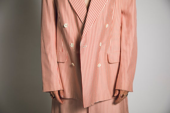 1980's Burberry Suit Candy Stripped Pinstriped - … - image 6