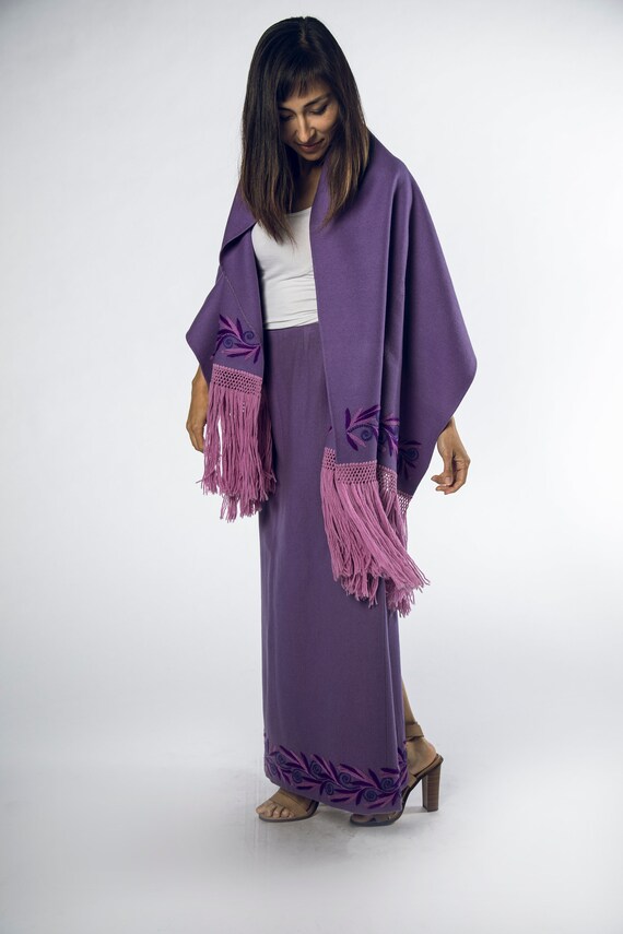 Woza 1960s Purple lavender felt wool skirt and ma… - image 5