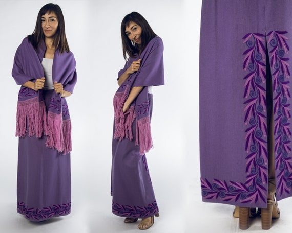 Woza 1960s Purple lavender felt wool skirt and ma… - image 1