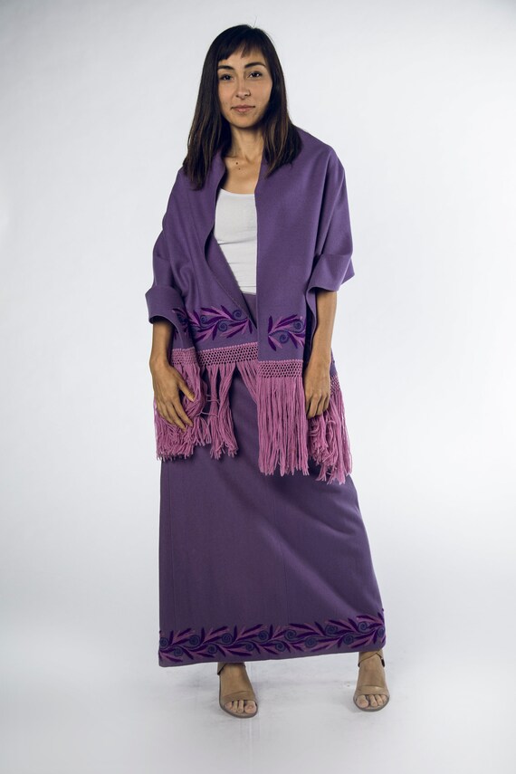 Woza 1960s Purple lavender felt wool skirt and ma… - image 3