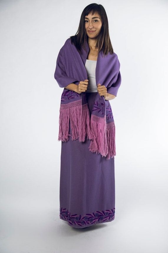 Woza 1960s Purple lavender felt wool skirt and ma… - image 2