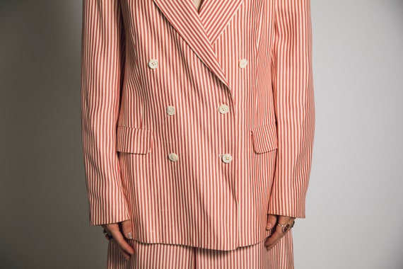 1980's Burberry Suit Candy Stripped Pinstriped - … - image 7