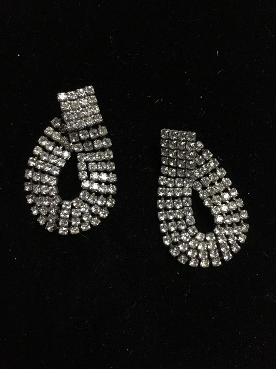 Amazing Dama signed Rhinestone earrings, front and