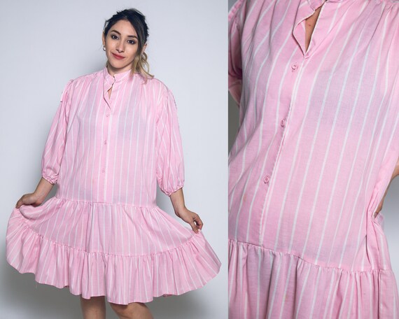 Lovely 1960s Serbin Petite pink and white striped