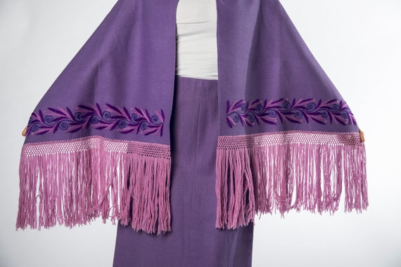 Woza 1960s Purple lavender felt wool skirt and ma… - image 9