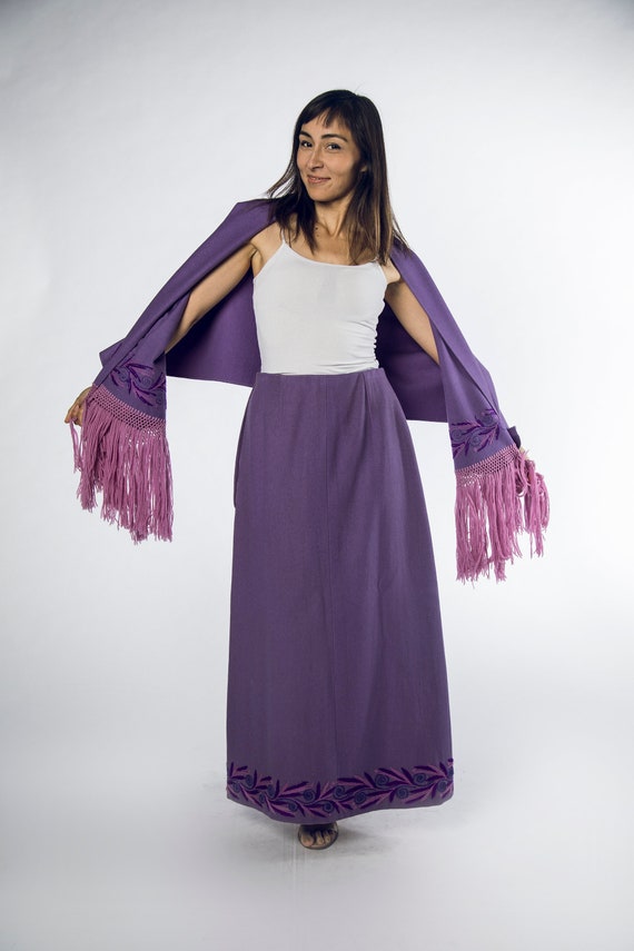 Woza 1960s Purple lavender felt wool skirt and ma… - image 8