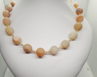 Druzy agate necklace - Druzy bead necklace - Rosary link necklace - Gemstone rosary link necklace - Natural druzy necklace