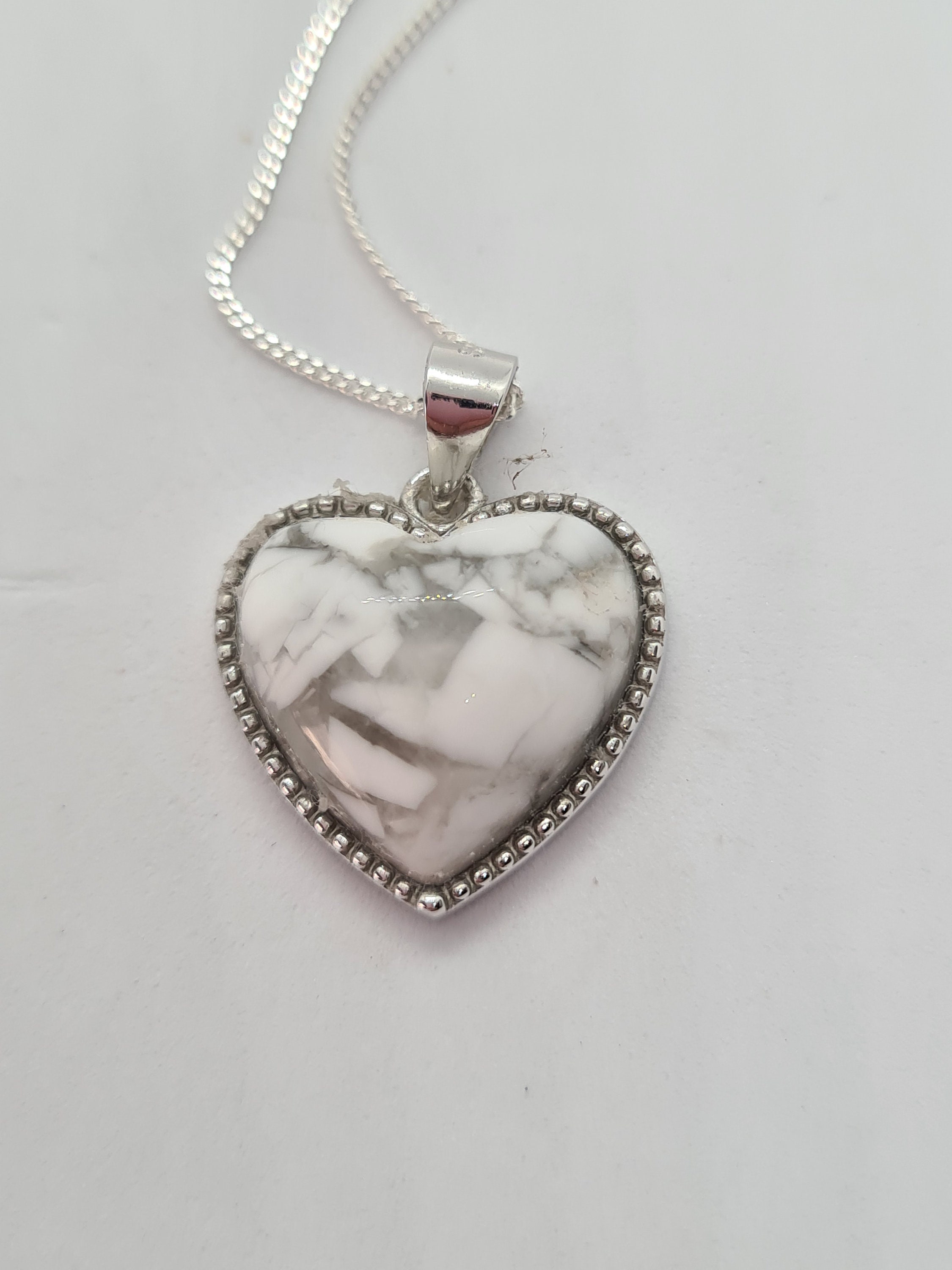 Howlite Heart Pendants Two Howlite Heart Pendant Necklaces Howlite ...