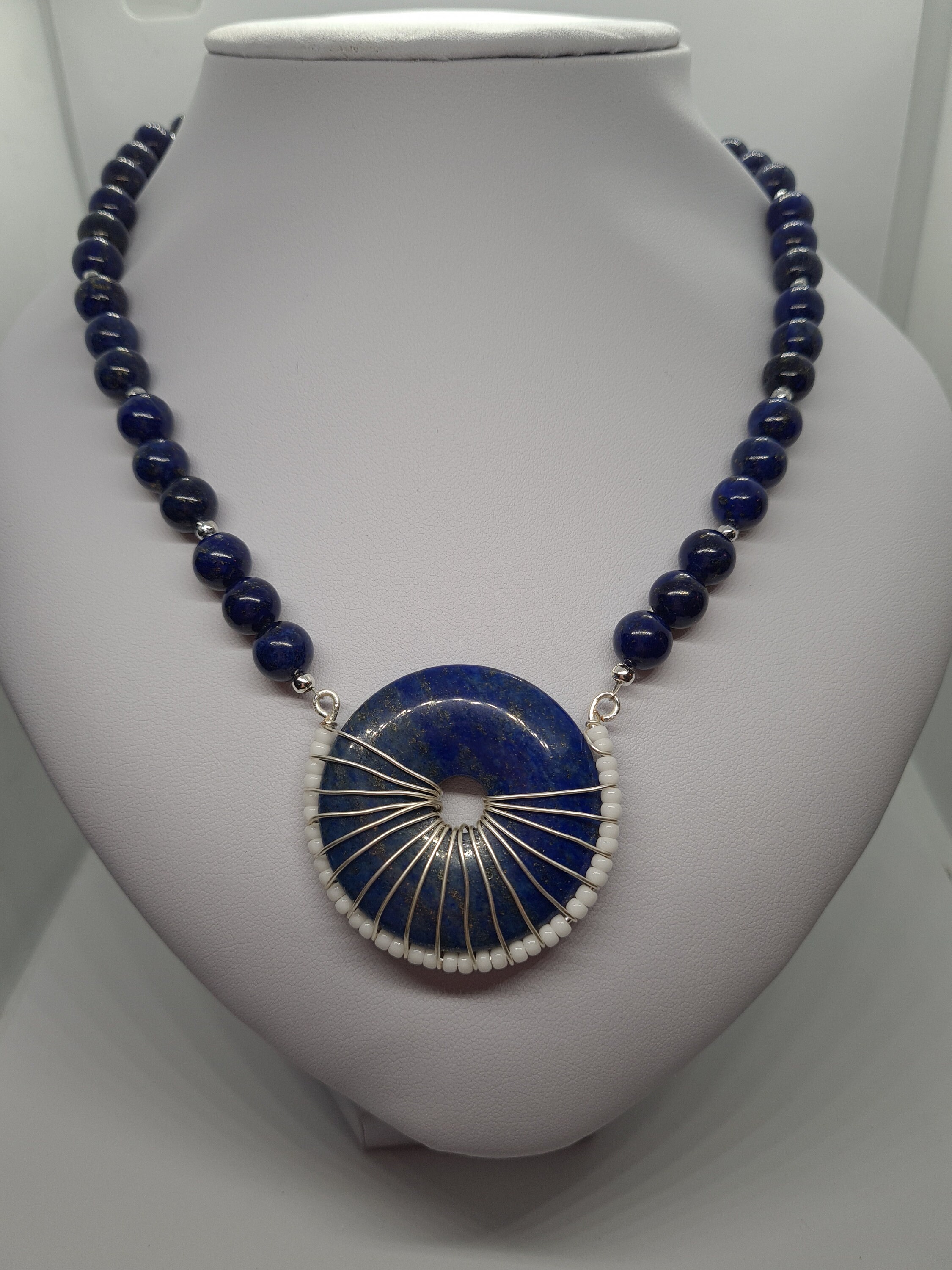 Lapis Lazuli Donut Pendant and Necklace Wire Wrapped Donut Pendant and  Necklace Blue Gemstone Pendant Necklace - Etsy