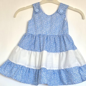Girls blue sundress - Toddlers blue sundress = Girls tiered sundress - Toddlers tiered sundress- Girls dress 1-2 yesrs - Girls cotton dress