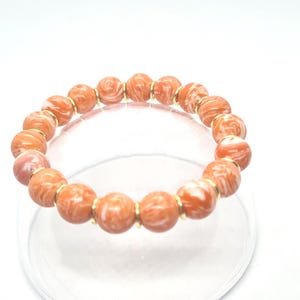 Rhodochrosite stretchy bracelet - Rhodochrosite beaded bracelet - Pink gemstone beaded bracelet - Orange gemstone bracelet