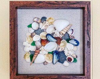 Unique seashell art | Sea shell home decor | Beach home decor | Coastal decor | Rustic beach decor | Naturally weathered seashell variety