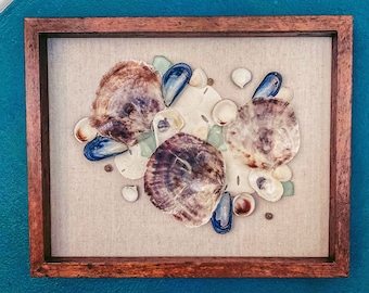 Unique seashell art | Sea shell home decor | Beach home decor | Coastal decor | Rustic beach decor | naturally weathered seashell variety