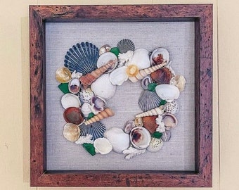 Unique seashell art | Sea shell home decor | Beach home decor | Coastal decor | Rustic beach decor | Naturally weathered seashell variety