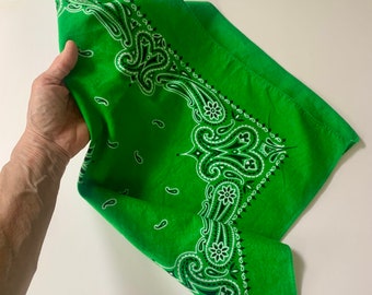 foulard bandana vert émeraude tout en coton vintage des années 90/bandana vert/vert kelly/bandana vert vintage/style vintage/