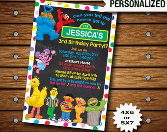 sesame street invite etsy