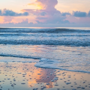Cotton Candy Sunrise, Surf Photo, Coastal Beach, Ocean Print, Hilton Head Island, South Carolina, Summer Sand, Pastel Seascape