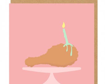 Fried Chicken and candle Birthday Greeting Card