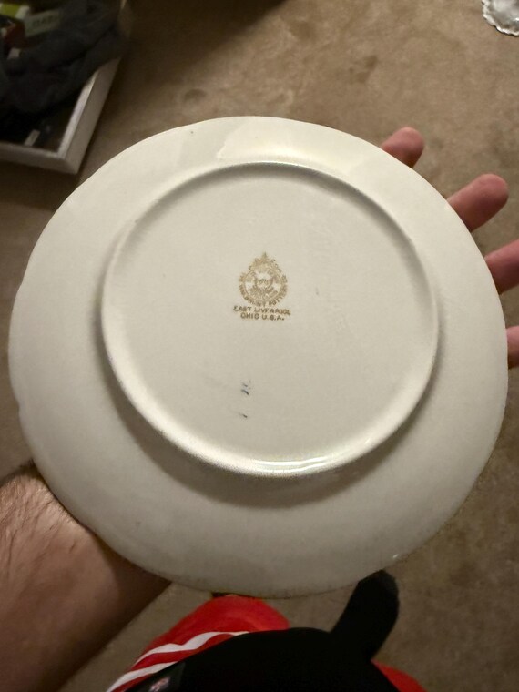 WM.ブラント陶器会社アンティーク1909年カレンダープレート（バラ付き 