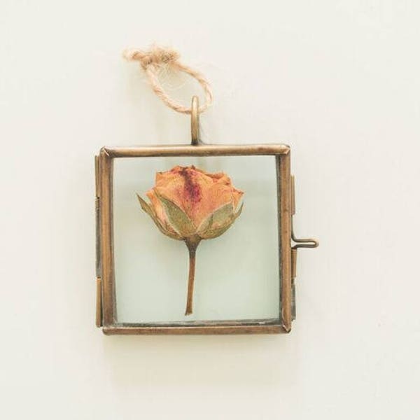 Pressed Flower, Dried flower in tiny metal frame
