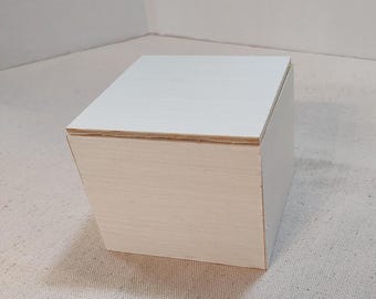 Primed Plywood Craft Box, Lipped, 3.75" Cube (approx.)