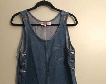 denim bib and brace dress