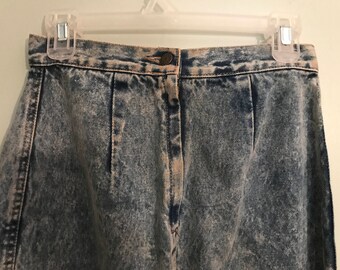 Acid Wash Denim Pencil Skirt