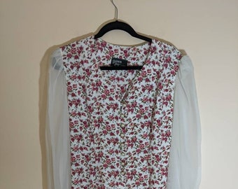 Floral Dress with Sheer Sleeves