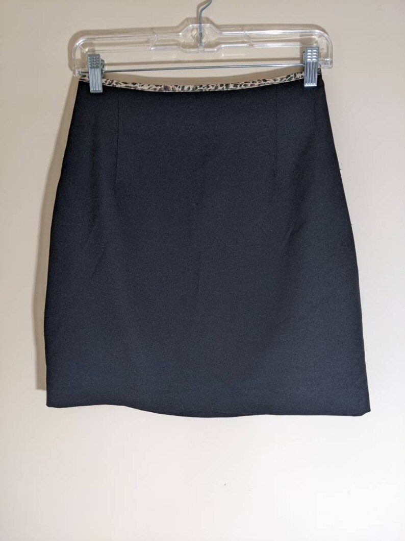 Black Mini Skirt With Animal Print Trim - Etsy