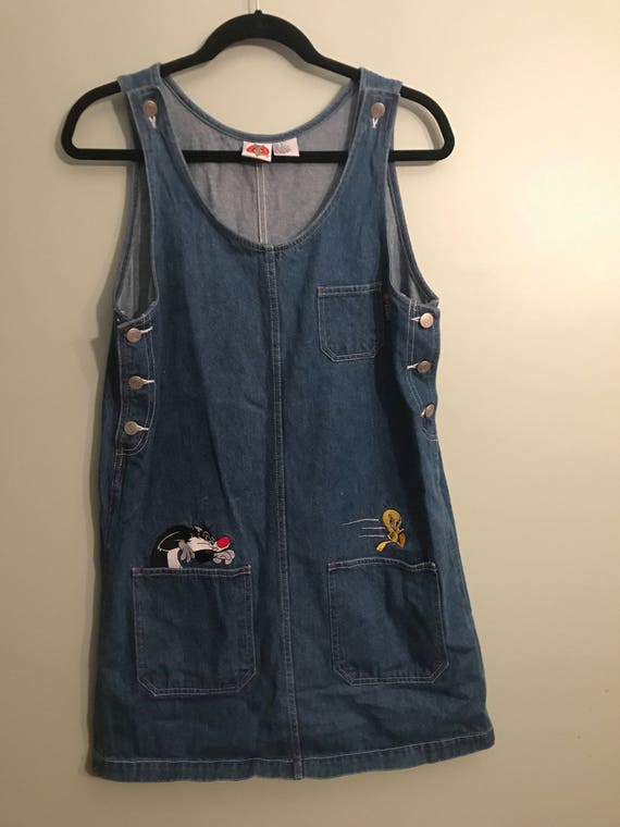 Looney Toon Pocket Denim Bib Dress