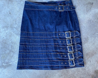 Y2k Denim Buckle Skirt