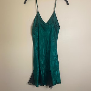victoria secret green slip dress Vintage Victorias Secret Gold Label Satin Slip Dress Womens Size Large  Green