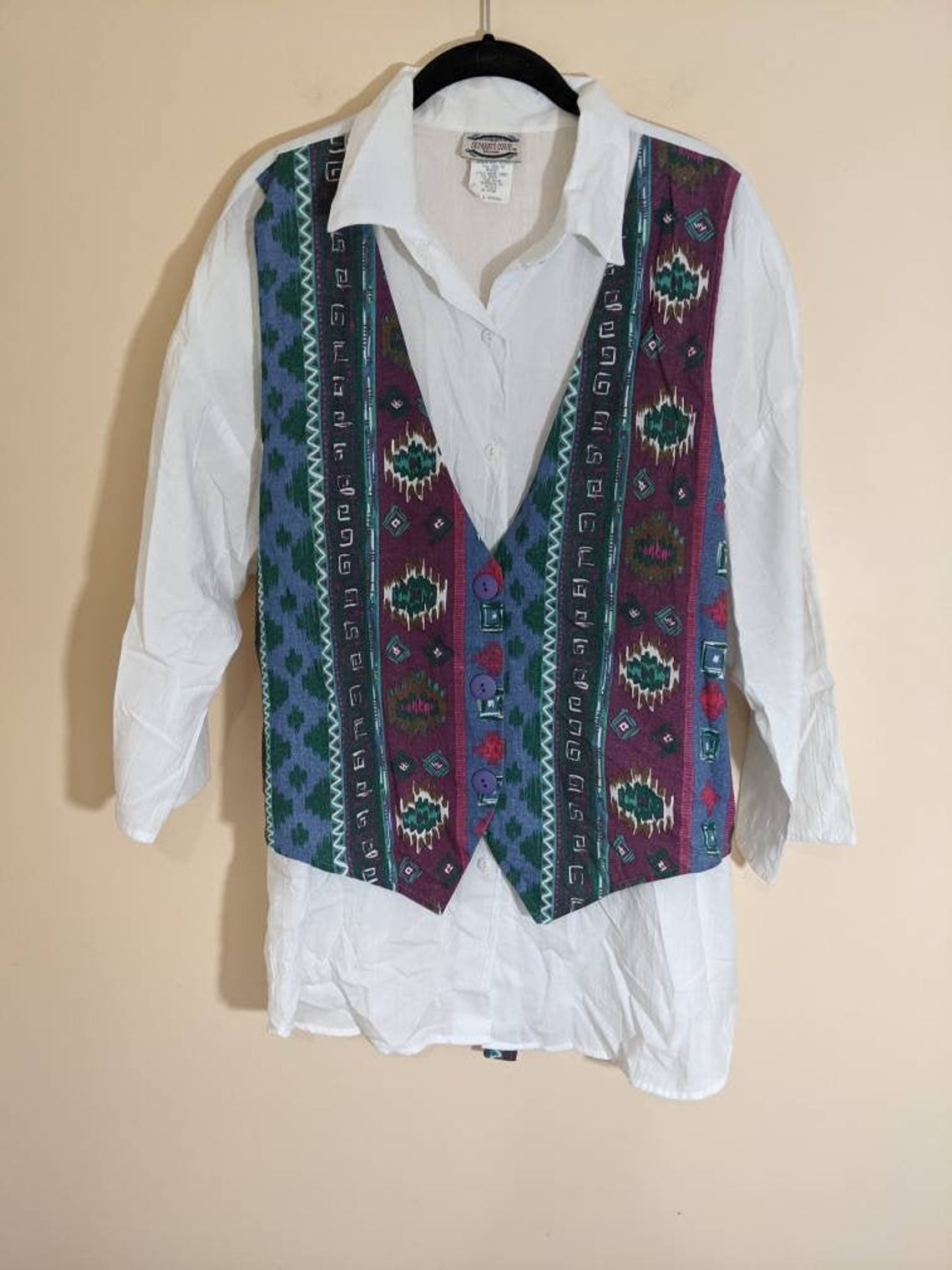 80s Shirt With Attached Vest Etsy
