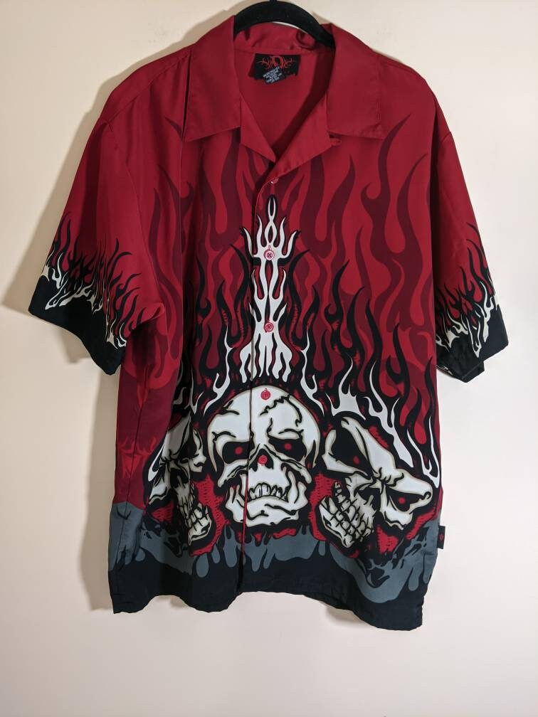 Skull Button Up Shirt Etsy