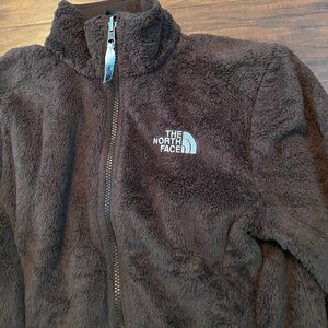 north face brown fuzzy jacket