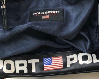 Polo sport vintage backpack usa Ralph Lauren flag 1990s 90s clothing carryon bag snow beach 1994 stadium LO classic thrift nyc la florida 90