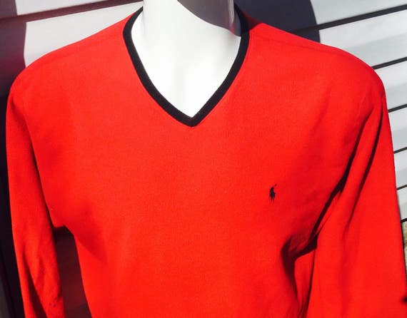 Polo Sport red vneck fleece sweater sweatshirt XL… - image 2